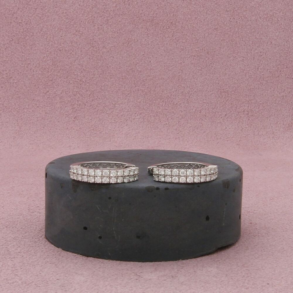 bony levy 18k white gold 0.72 ct diamond double row hoop earrings